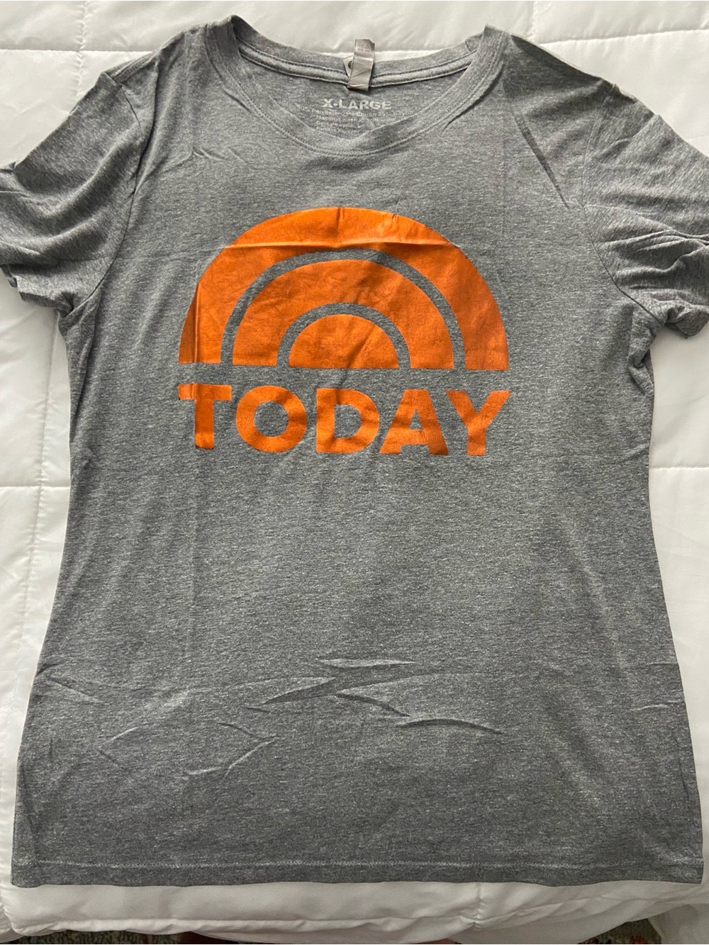 Next Level Apparel Gray Tee with Orange TODAY Logo - Women's